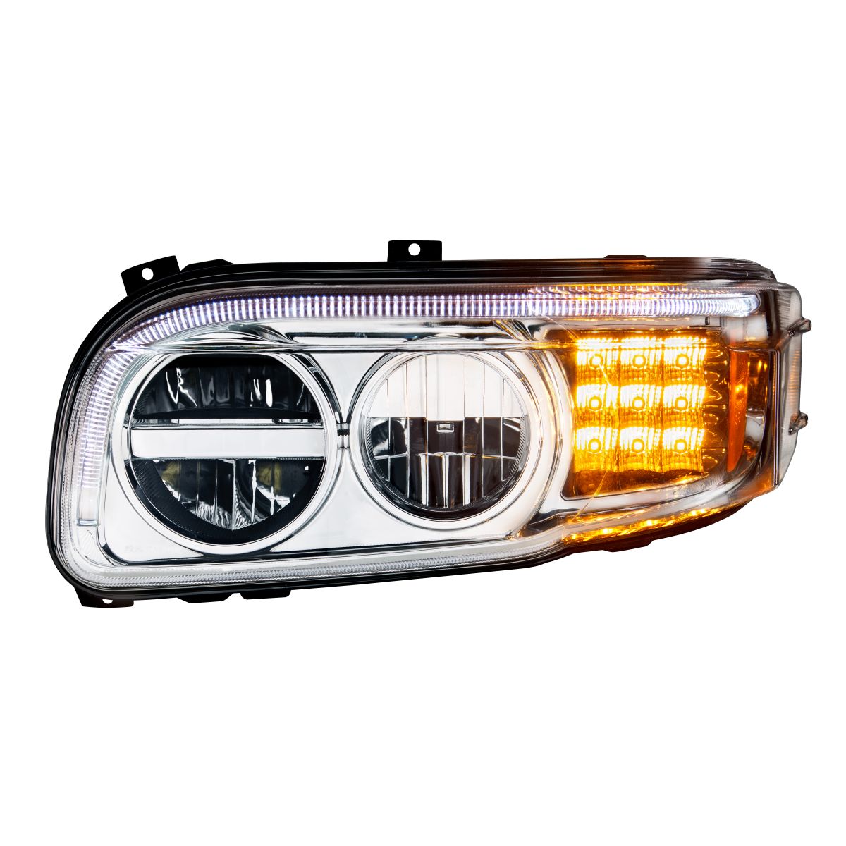 Chrome LED Headlight With LED Turn & Position Light Bar For Peterbilt 388 (2008-2015) & 389 (2008-2023)- Driver - Thumbnail 3