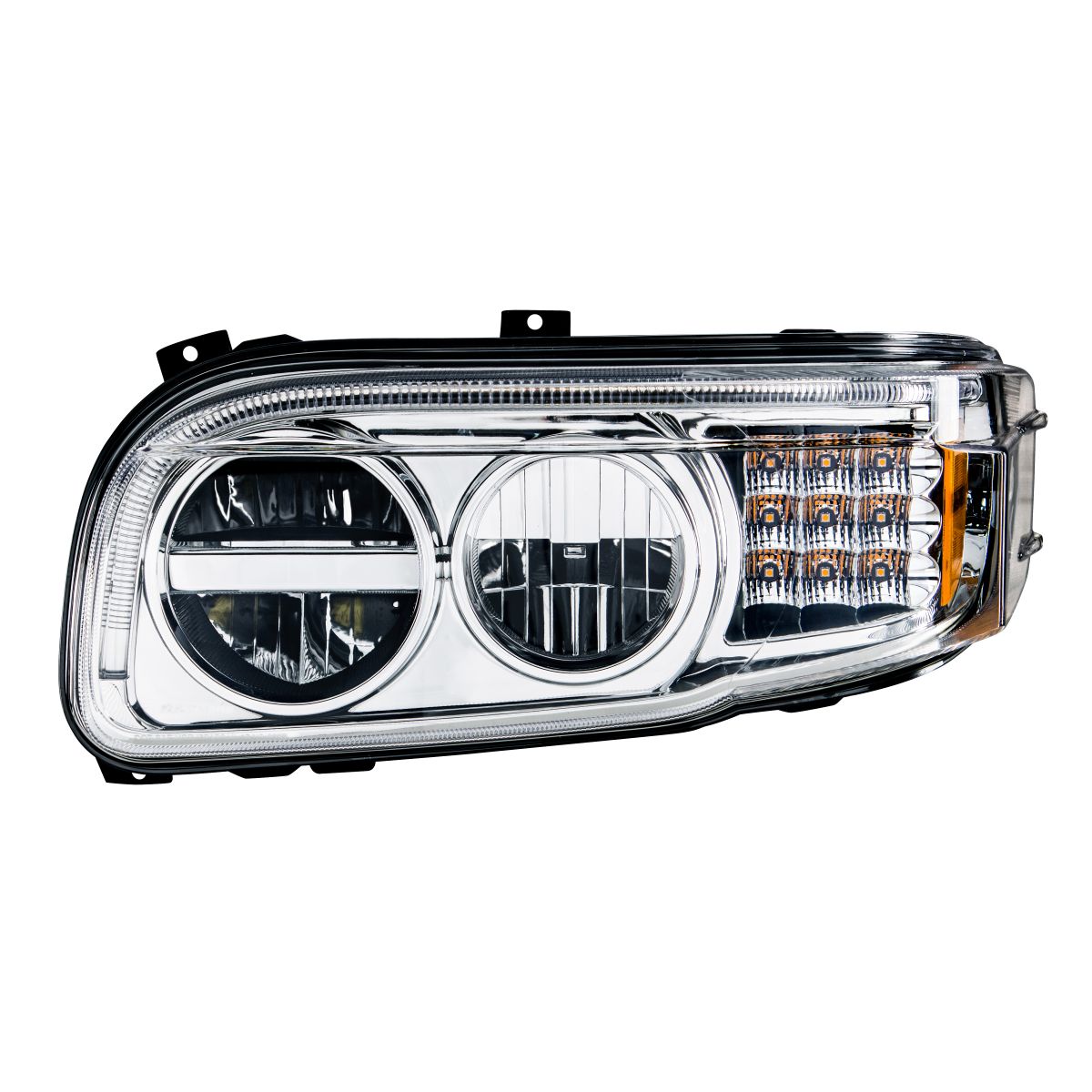 Chrome LED Headlight With LED Turn & Position Light Bar For Peterbilt 388 (2008-2015) & 389 (2008-2023)- Driver - Thumbnail 4