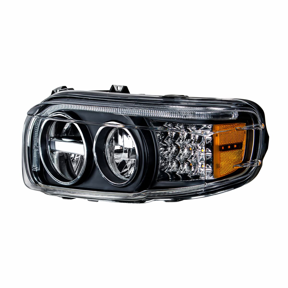 Blackout LED Headlight With LED Turn & Position Light Bar For 2008-2023 Peterbilt 389- Driver - Thumbnail 2