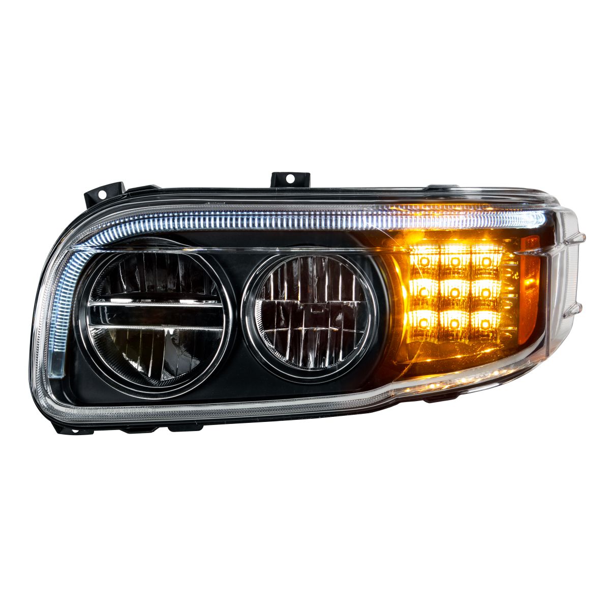 Blackout LED Headlight With LED Turn & Position Light Bar For 2008-2023 Peterbilt 389- Driver - Thumbnail 3
