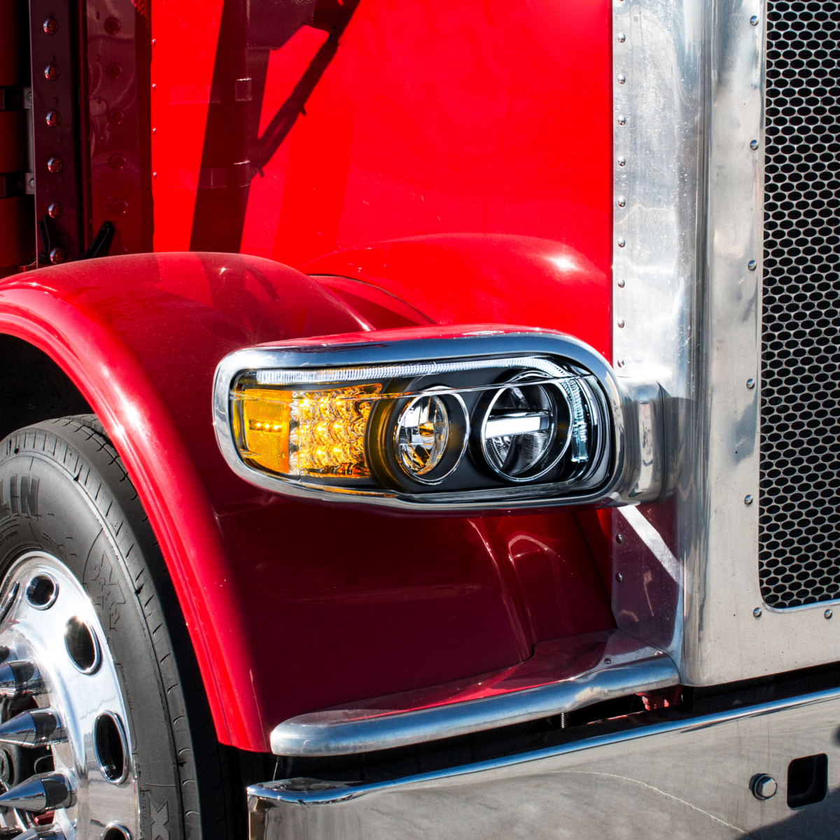Blackout LED Headlight With LED Turn & Position Light Bar For 2008-2023 Peterbilt 389- Passenger - Thumbnail 14