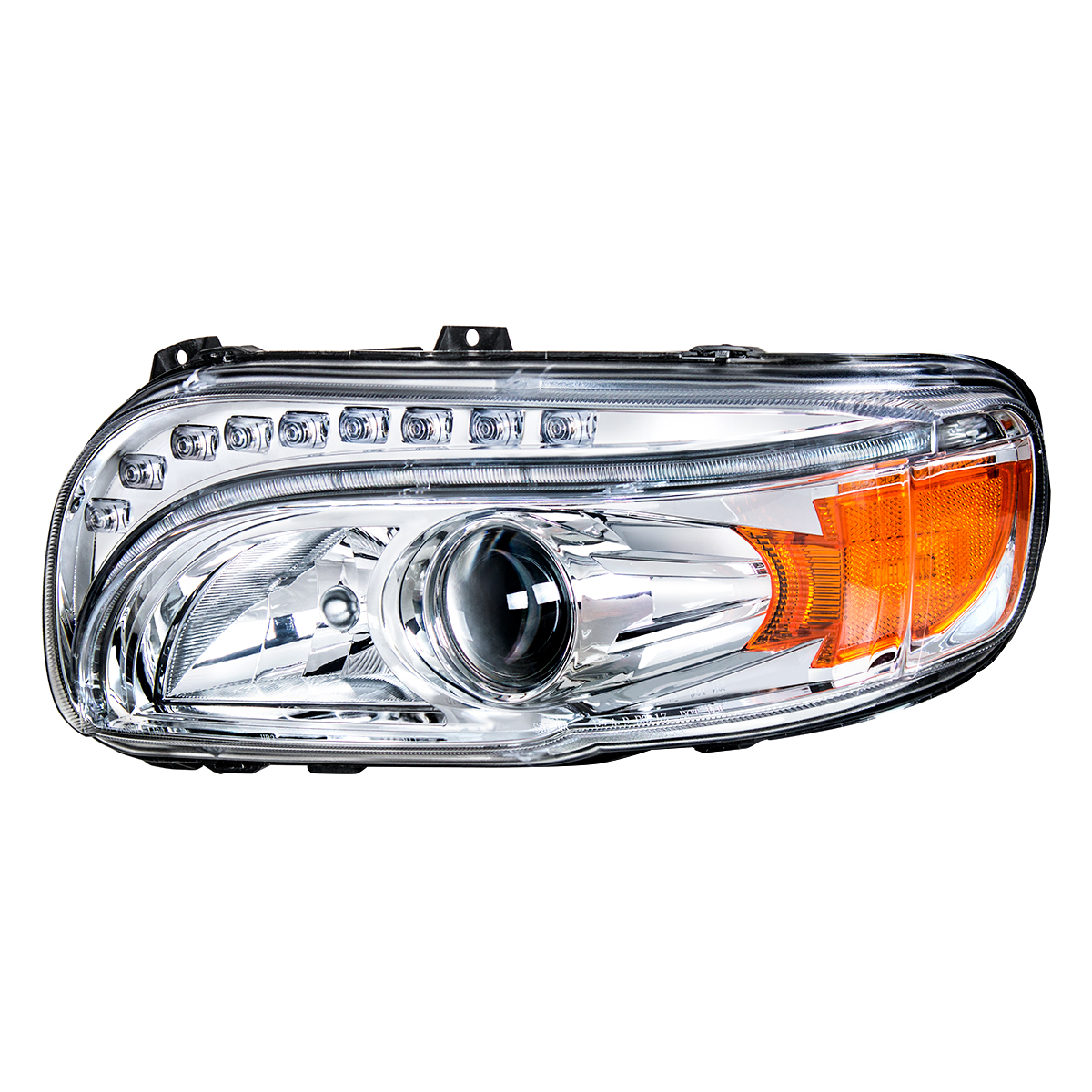 Chrome Projection Headlight With LED Turn & DRL For Peterbilt 389 (2008-2023) & 388 (2008-2015)- Driver - Thumbnail 2