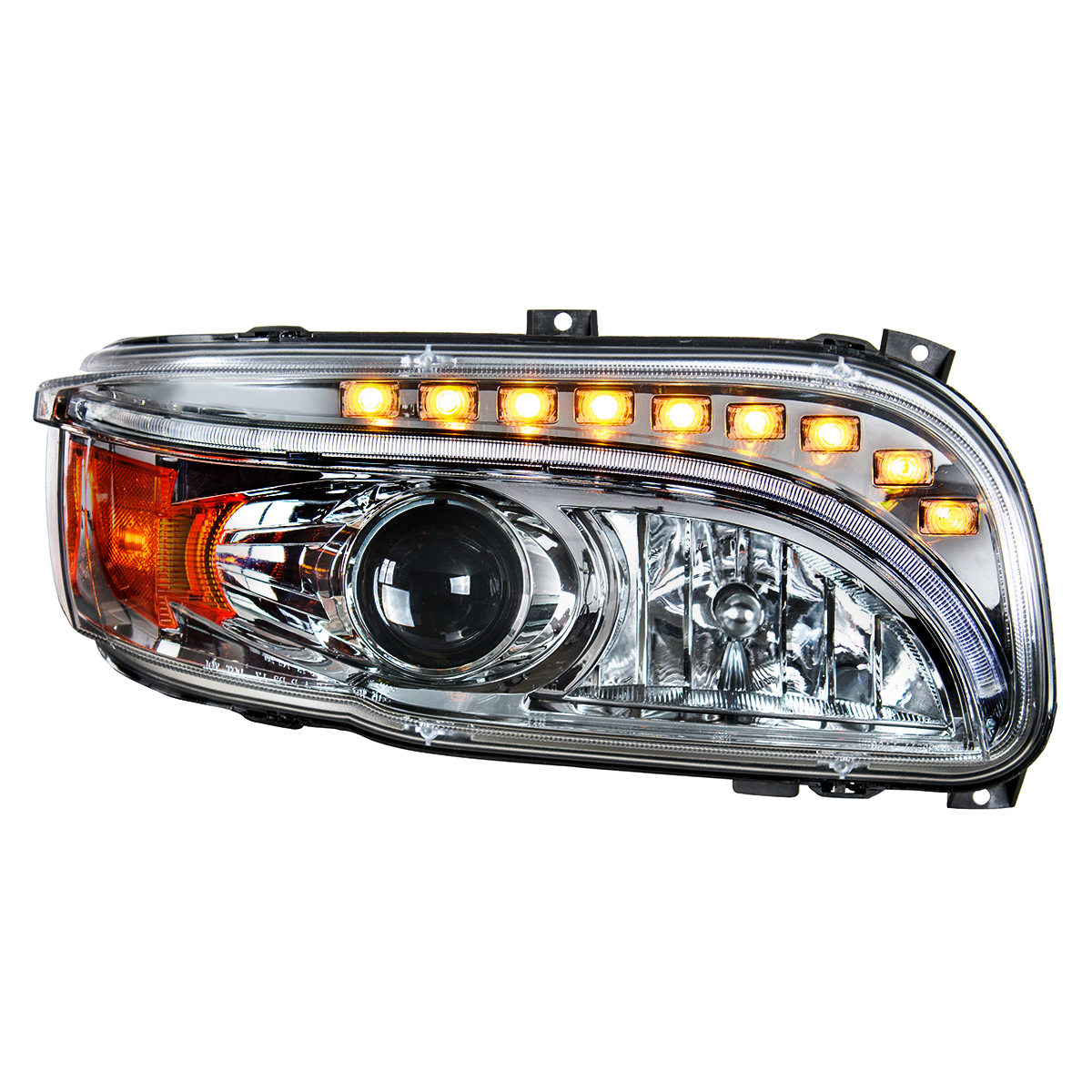 Chrome Projection Headlight With LED Turn & DRL For Peterbilt 389 (2008-2023) & 388 (2008-2015)- Passenger - Thumbnail 3