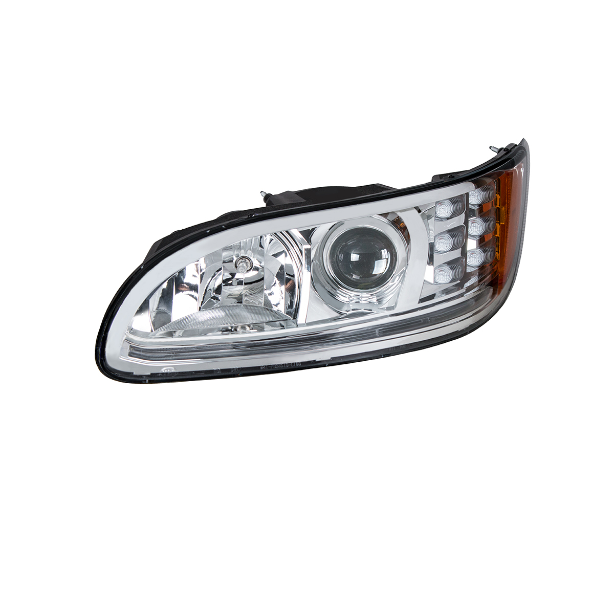 Chrome Projection Headlight With LED Turn & Position Light for 2005-2015 Peterbilt 386- Driver - Thumbnail 6