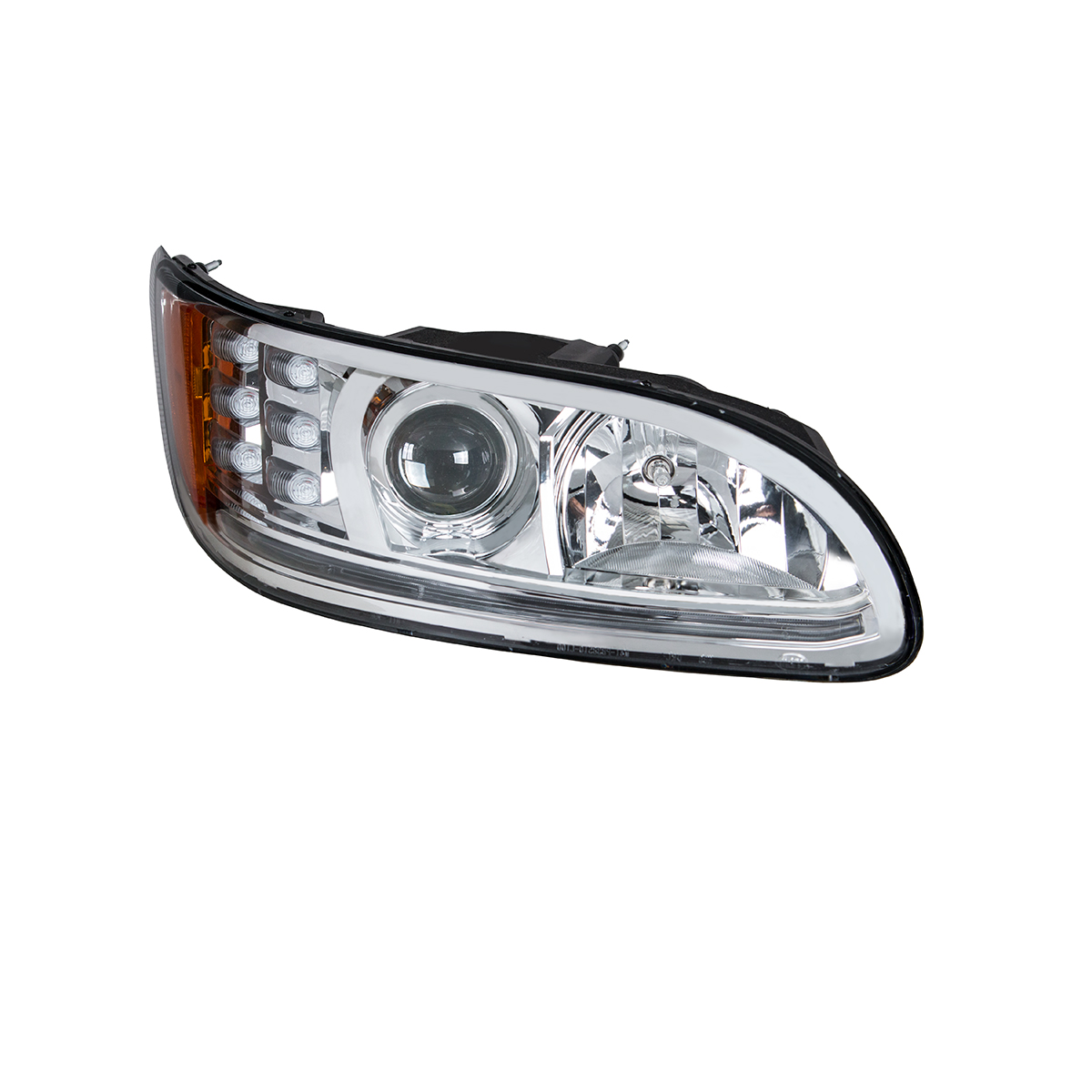 Chrome Projection Headlight With LED Turn & Position Light for 2005-2015 Peterbilt 386- Passenger - Thumbnail 6
