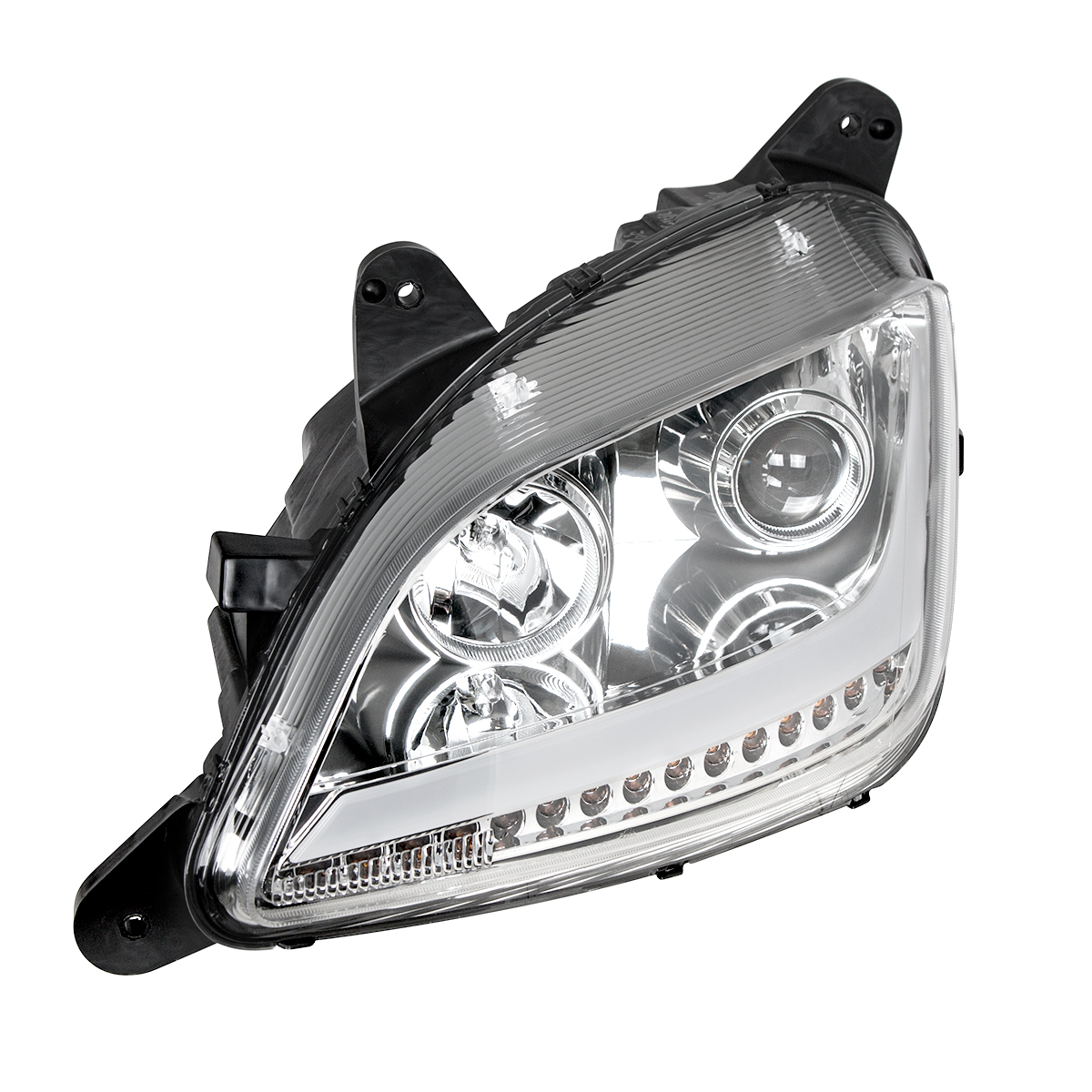 Chrome Projection Headlight With LED Position Light & Signal For 2012-2021 Peterbilt 579- Driver - Thumbnail 5