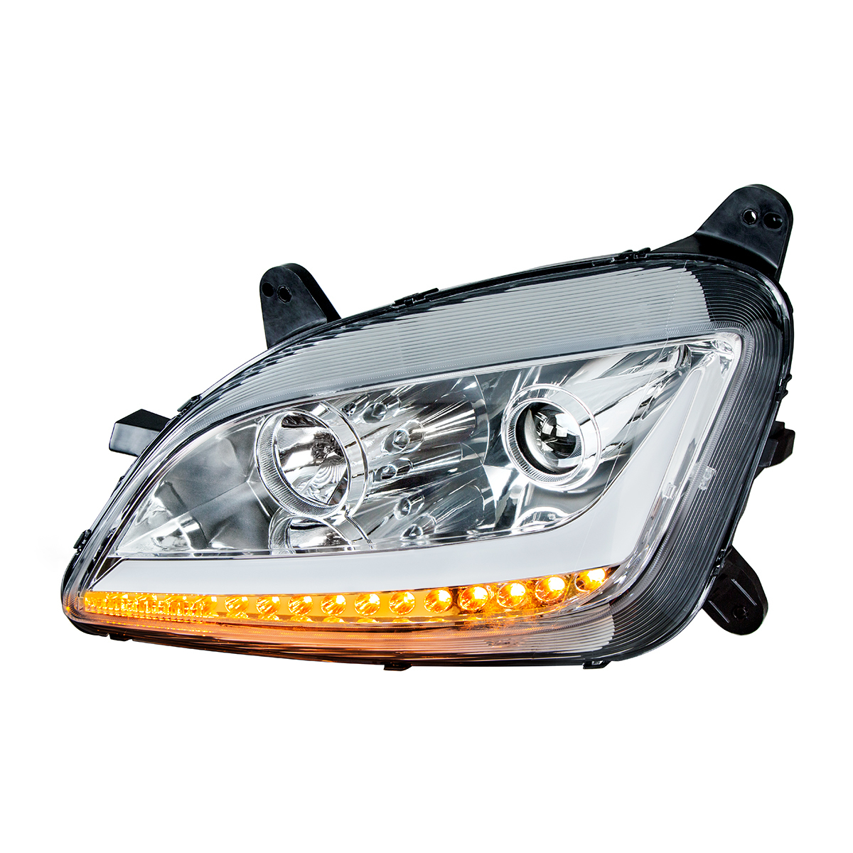 Chrome Projection Headlight With LED Position Light & Signal For 2012-2021 Peterbilt 579- Driver - Thumbnail 9