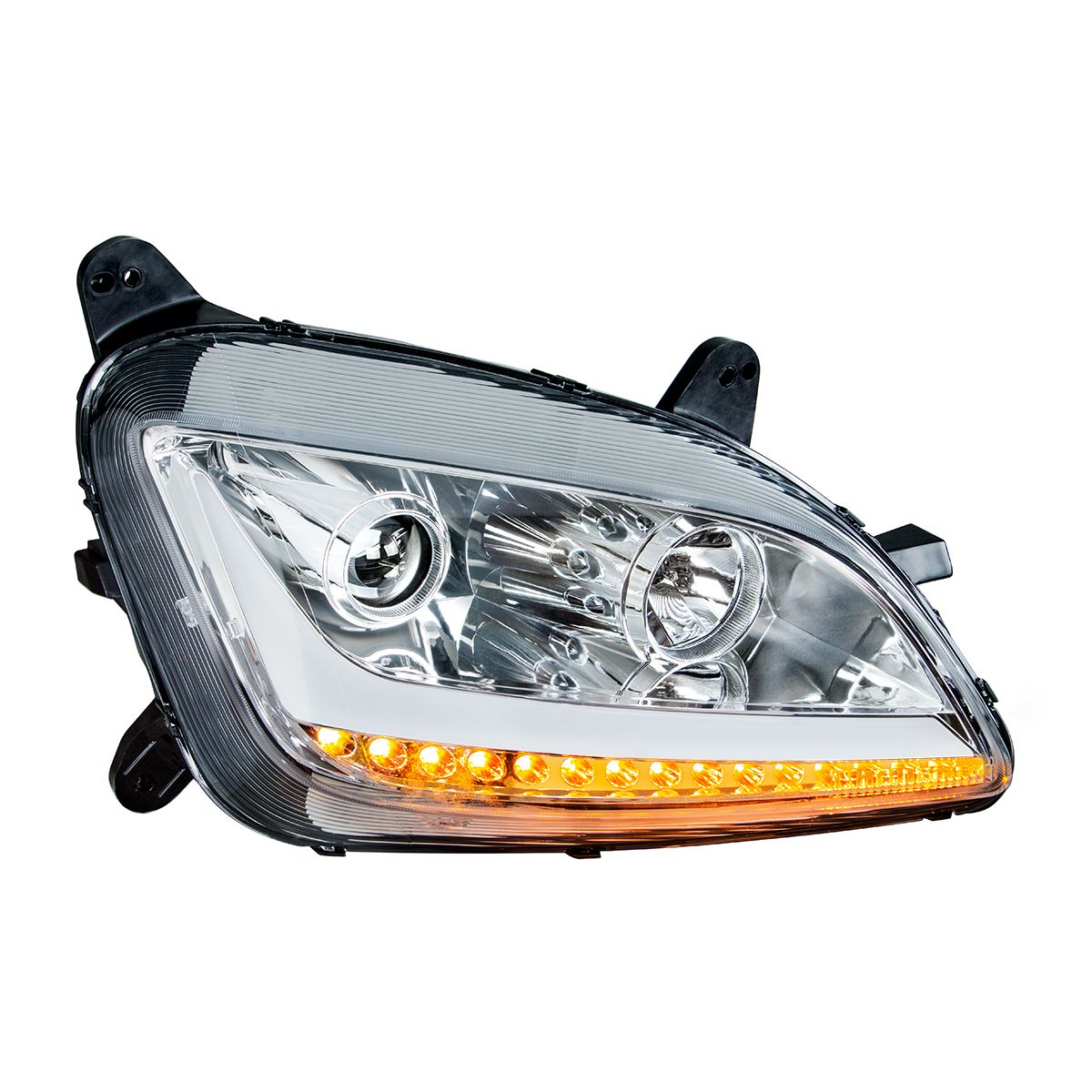 Chrome Projection Headlight With LED Position Light & Signal For 2012-2021 Peterbilt 579- Passenger