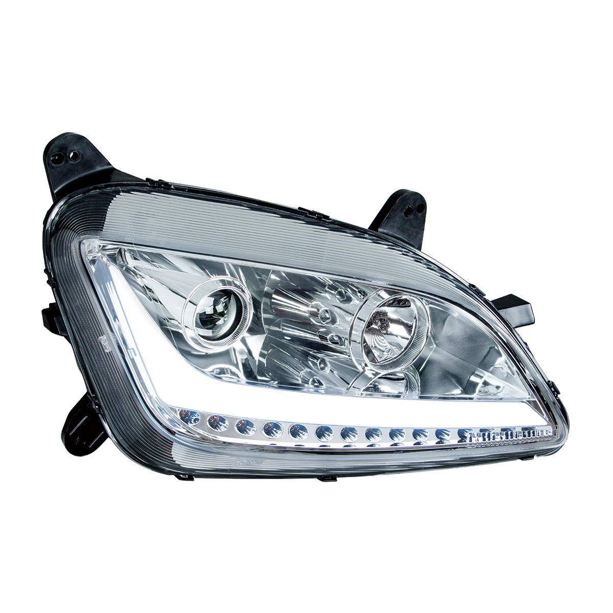 Chrome Projection Headlight With LED Position Light & Signal For 2012-2021 Peterbilt 579- Passenger - Thumbnail 2
