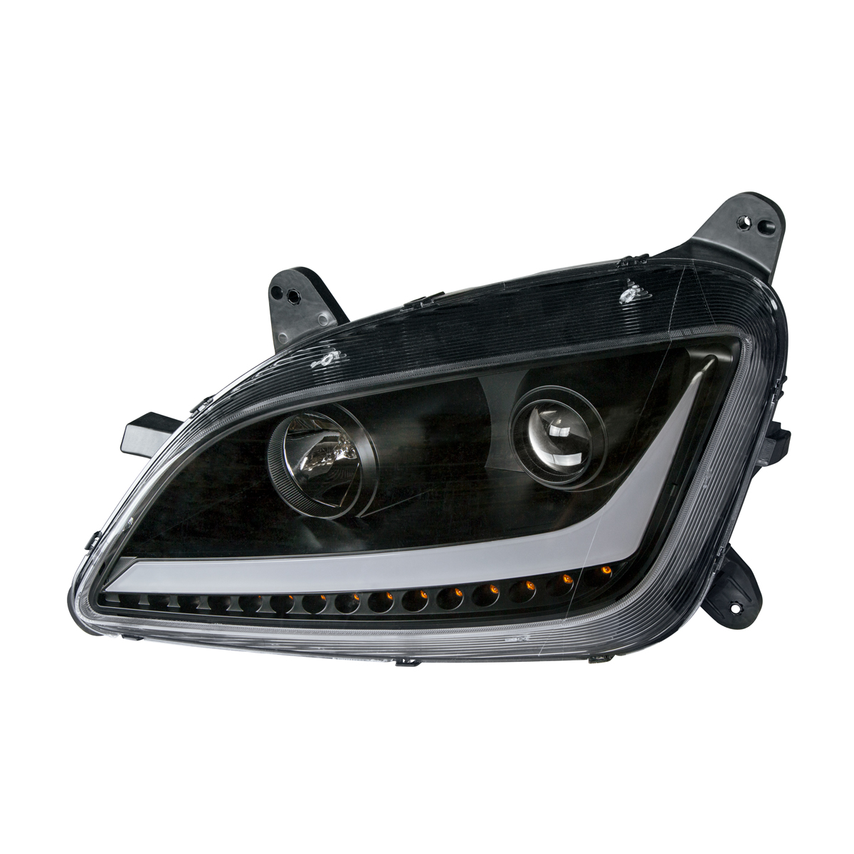 Black Projection Headlight With LED Position & Signal For 2012-2021 Peterbilt 579- Driver - Thumbnail 3