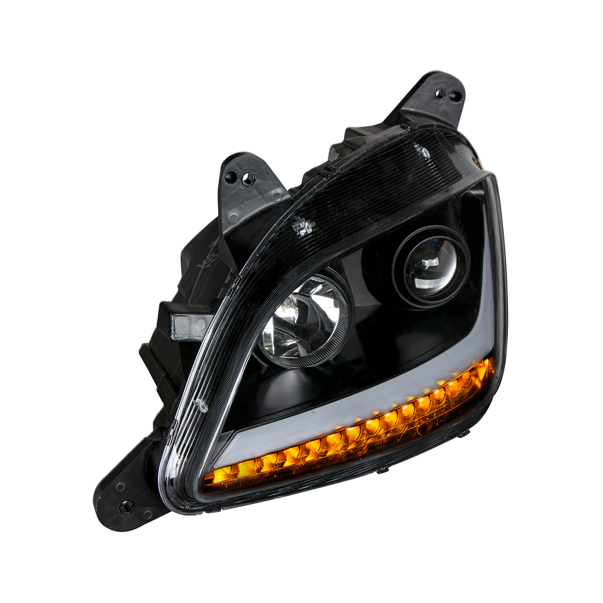 Black Projection Headlight With LED Position & Signal For 2012-2021 Peterbilt 579- Driver - Thumbnail 4