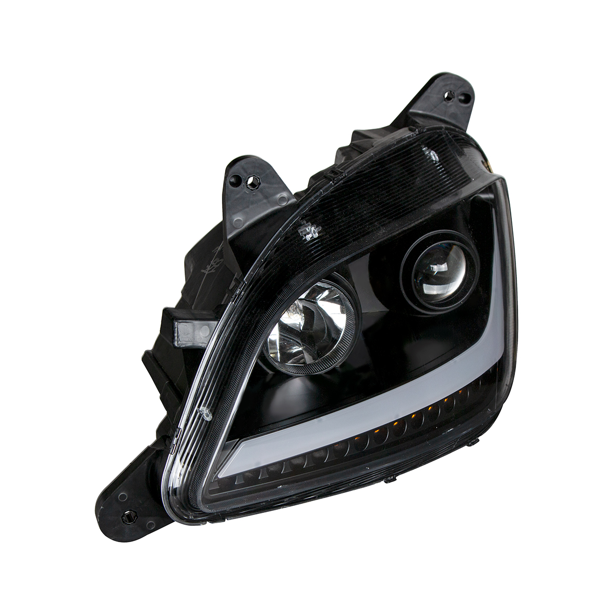 Black Projection Headlight With LED Position & Signal For 2012-2021 Peterbilt 579- Driver - Thumbnail 6