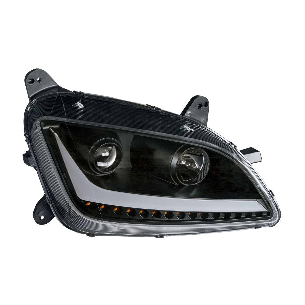 Black Projection Headlight With LED Position & Signal For 2012-2021 Peterbilt 579- Passenger - Thumbnail 3