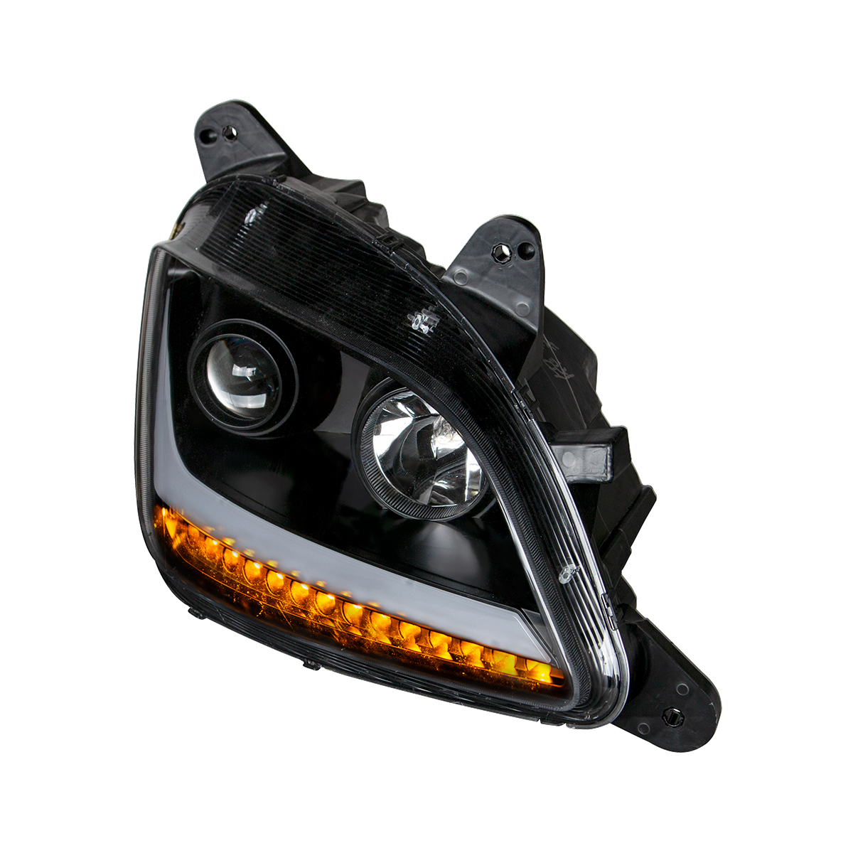 Black Projection Headlight With LED Position & Signal For 2012-2021 Peterbilt 579- Passenger - Thumbnail 4