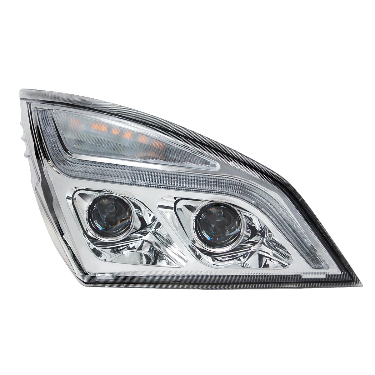 Chrome LED Projection Headlight With LED Position Light For 2018-2024 Freightliner Cascadia - Passenger - Thumbnail 6