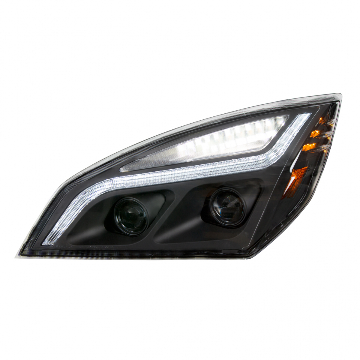 Black LED Projection Headlight With LED Position Light For 2018-2024 Freightliner Cascadia - Driver - Thumbnail 2