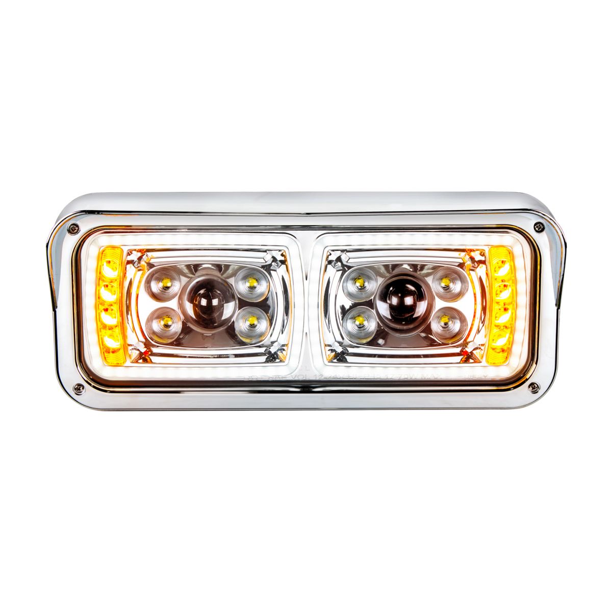 10 High Power LED "Chrome" Projection Headlight With LED Turn Signal & Position Light Bar - Driver