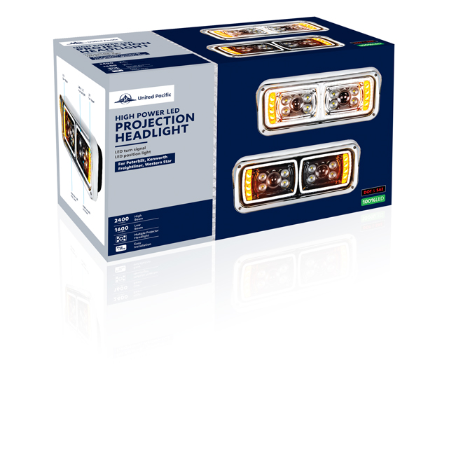 10 High Power LED "Chrome" Projection Headlight With LED Turn Signal & Position Light Bar - Driver - Thumbnail 6