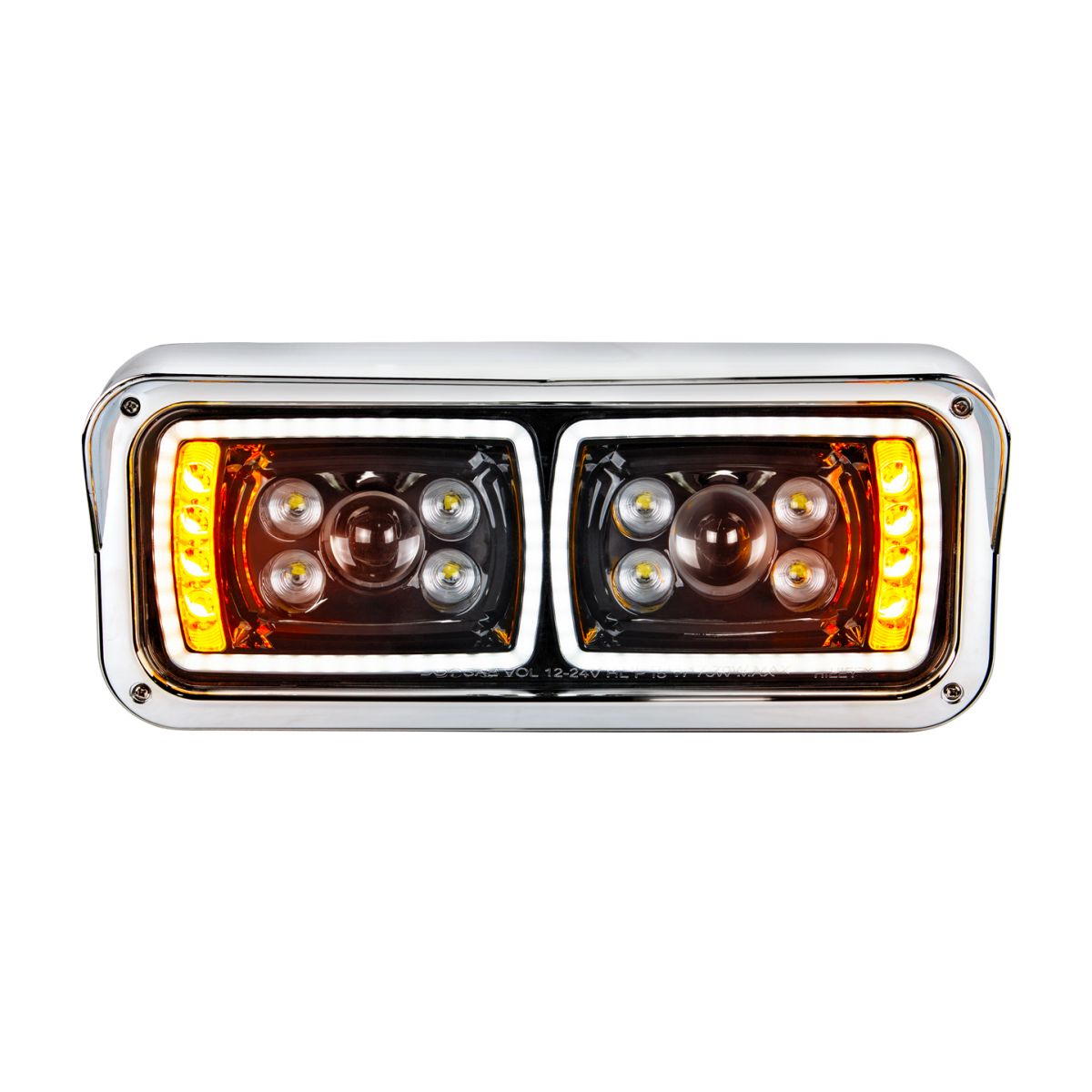 10 High Power LED "Blackout" Projection Headlight With LED Turn Signal & Position Light Bar - Passenger