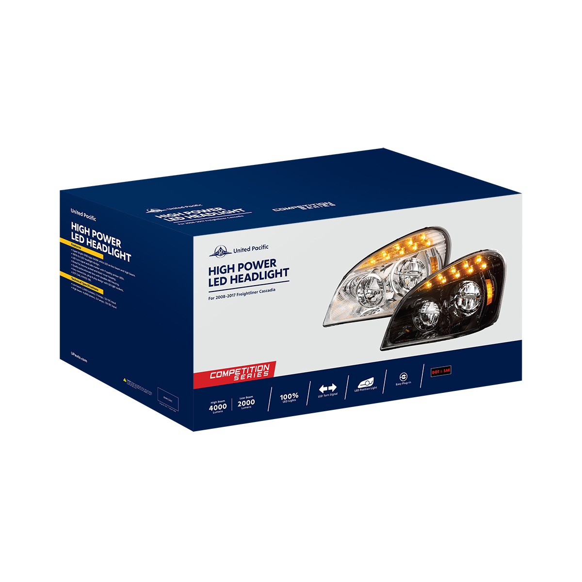 Chrome LED Headlight For 2008-2017 Freightliner Cascadia - Passenger - Thumbnail 7