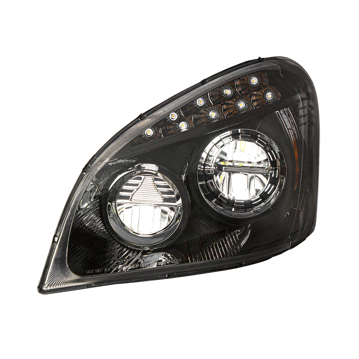 Black LED Headlight For 2008-2017 Freightliner Cascadia - Driver - Thumbnail 4