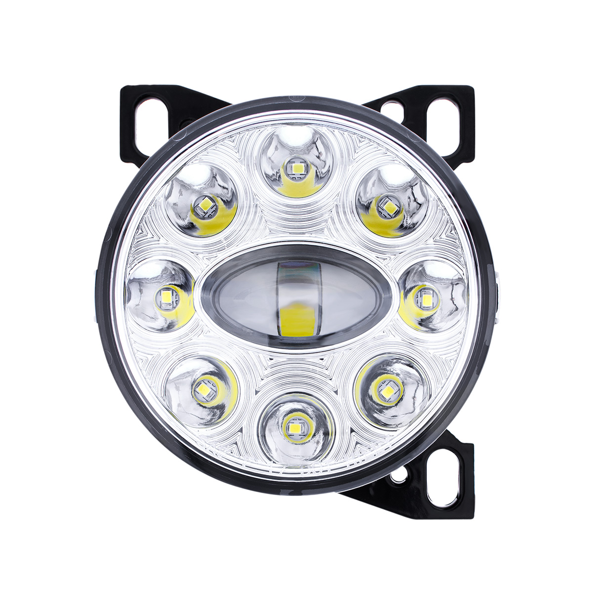 9 LED Projector Fog Light With LED Position Lights For Peterbilt 579/587 & Kenworth T660 - Chrome - Thumbnail 4