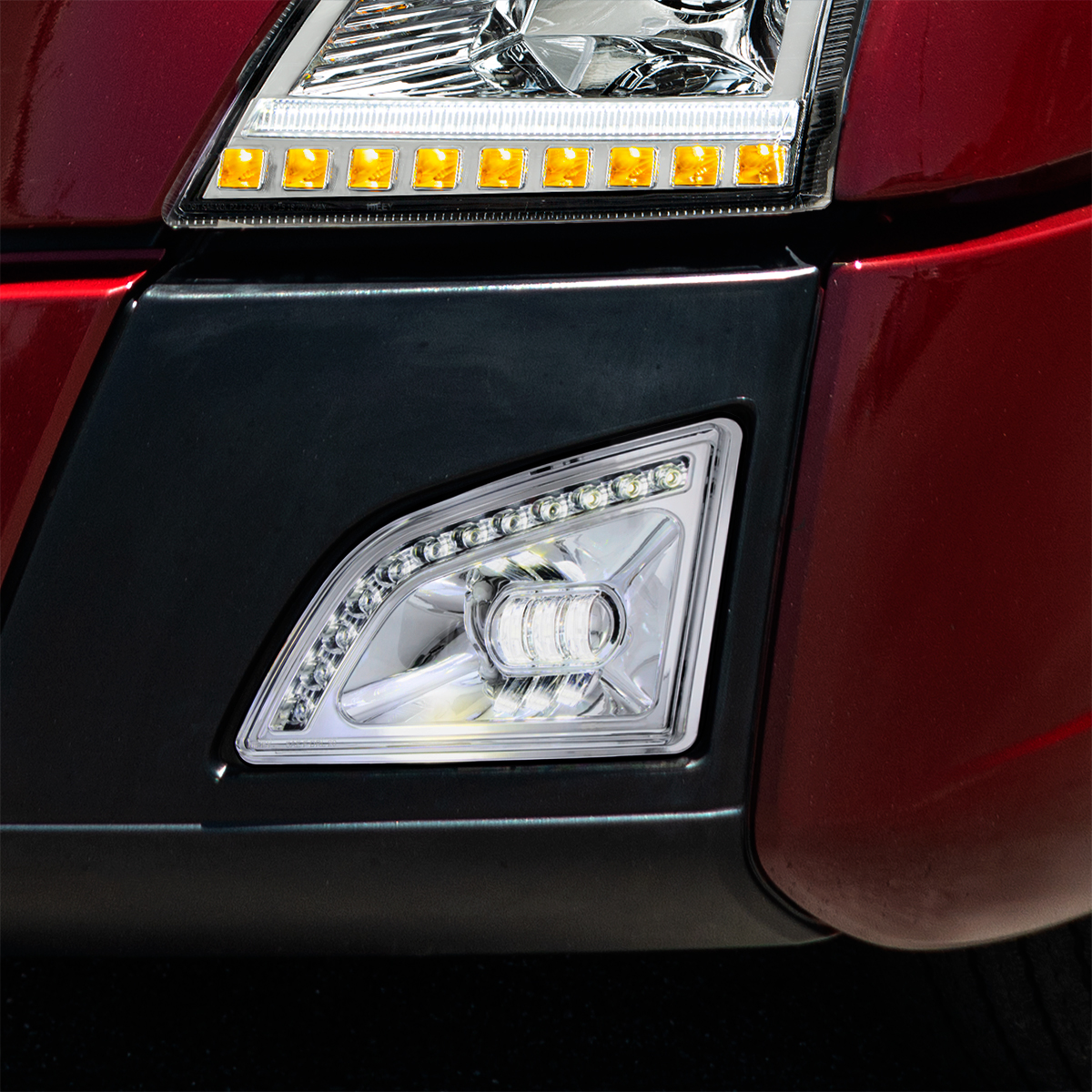 18 LED Chrome Projector Fog Light With Position Light For 2018-2024 Volvo VNL - Driver/Left - Thumbnail 5