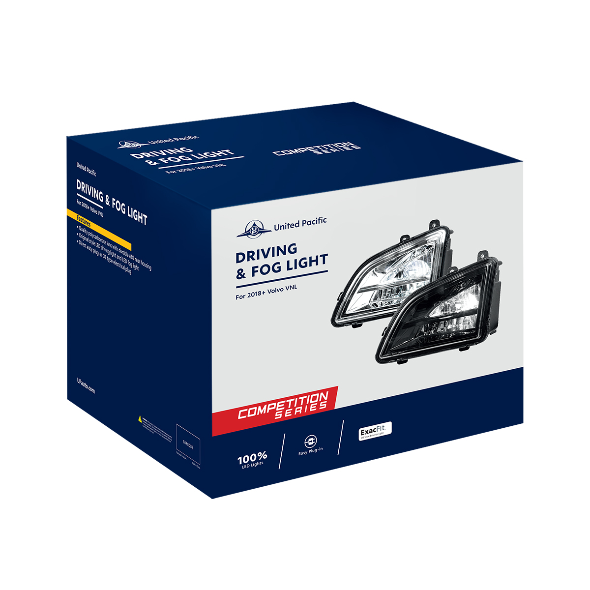 Black LED Driving & Fog Light For 2018-2024 Volvo VNL - Passenger -Competition Series - Thumbnail 7