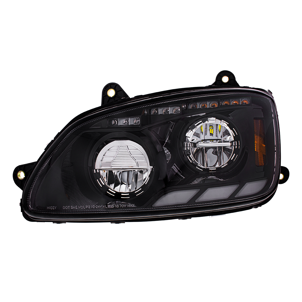 Black LED Headlight With Sequential Turn Signal & Position Light Bars For 2008-17 Kenworth T660 - Driver - Thumbnail 3