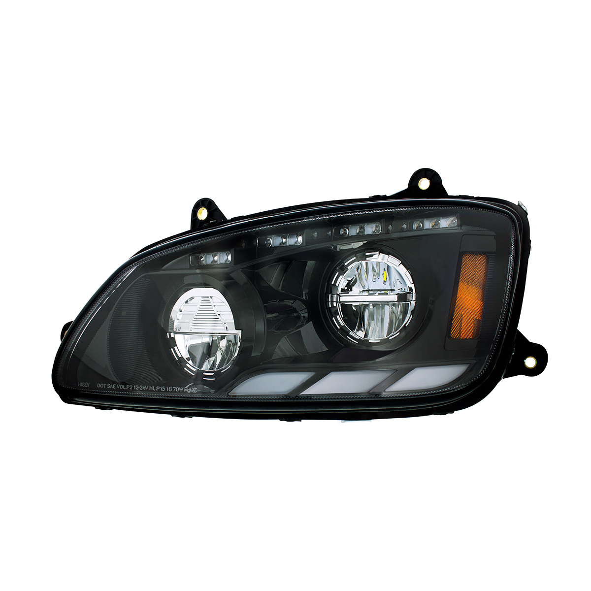 Black LED Headlight With Sequential Turn Signal & Position Light Bars For 2008-17 Kenworth T660 - Driver - Thumbnail 9
