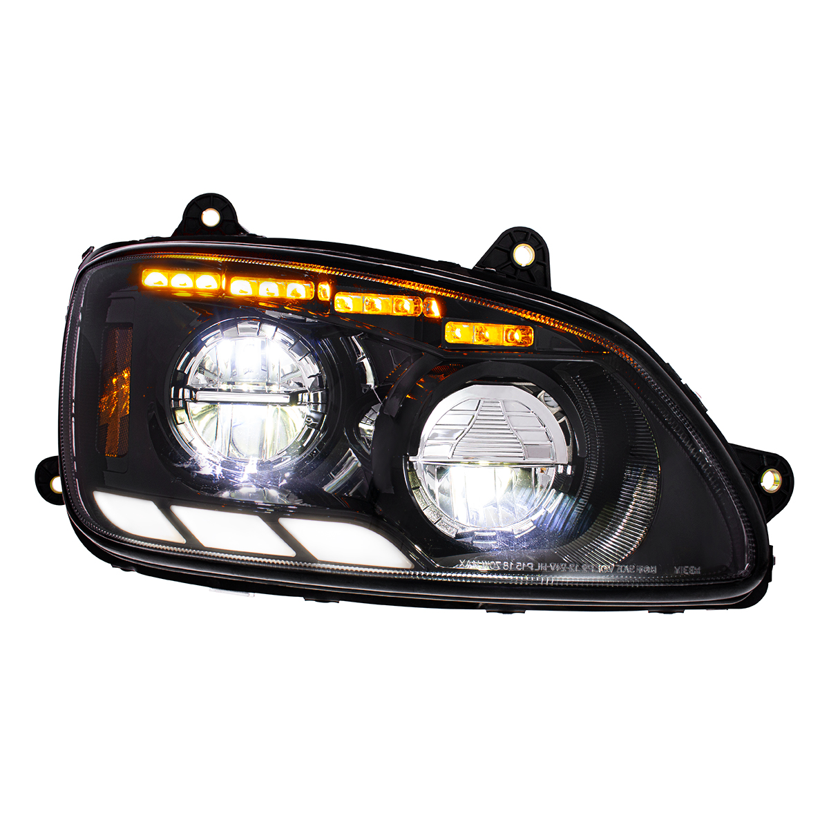Black LED Headlight With Sequential Turn Signal & Position Light Bars For 2008-17 Kenworth T660 - Passenger - Thumbnail 4