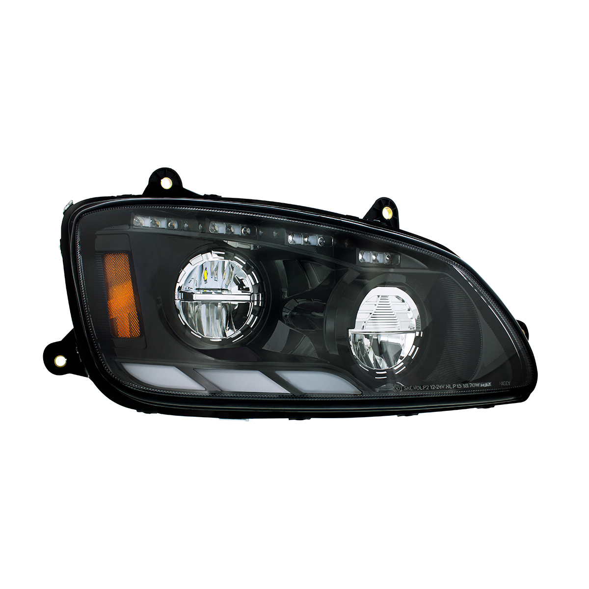 Black LED Headlight With Sequential Turn Signal & Position Light Bars For 2008-17 Kenworth T660 - Passenger - Thumbnail 9