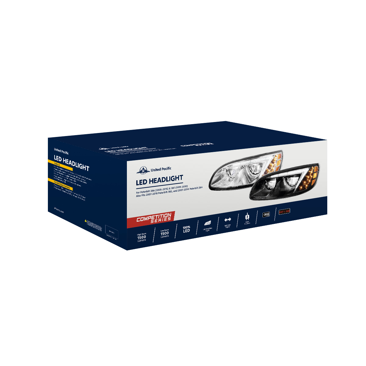 Chrome LED Headlight For Peterbilt 386 (2005-2015) & 387 (1999-2010) - Driver - Thumbnail 7