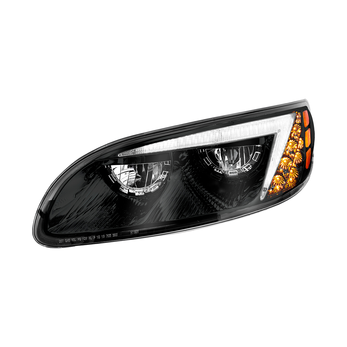 Black LED Headlight For Peterbilt 386 (2005-2015) & 387 (1999-2010) - Driver - Thumbnail 3