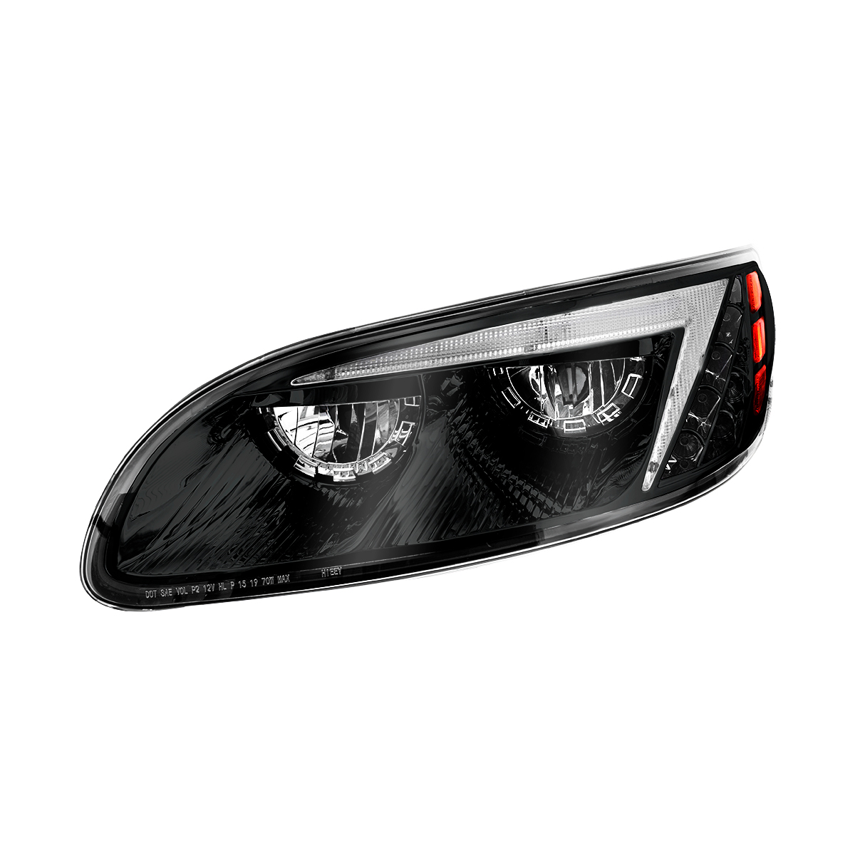 Black LED Headlight For Peterbilt 386 (2005-2015) & 387 (1999-2010) - Driver - Thumbnail 4