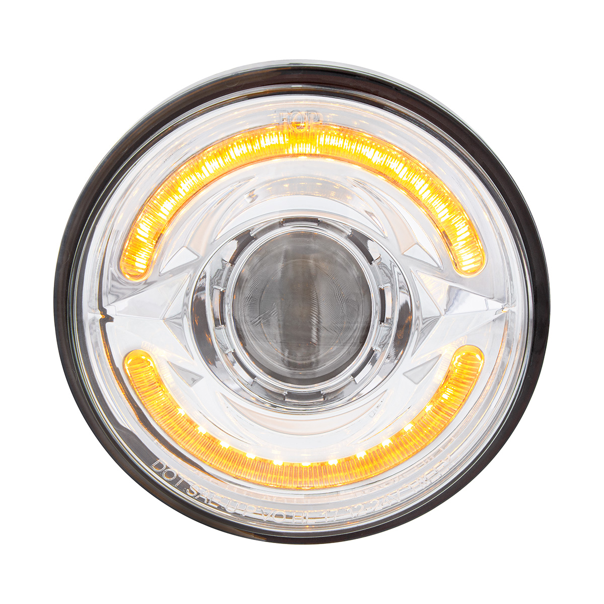 ULTRALIT- LED 5-3/4" Round Headlight With 60 LED Dual Color Light Bar, Amber & White LED - High Beam - Thumbnail 4
