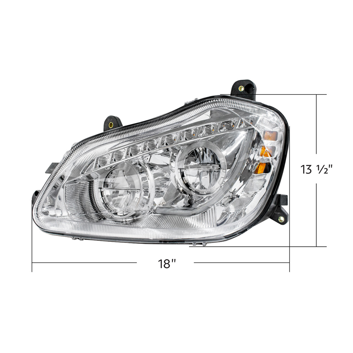 High Power 45 LED Chrome Headlight With Sequential Turn Signal For 2013-2021 Kenworth T680-Driver - Thumbnail 7