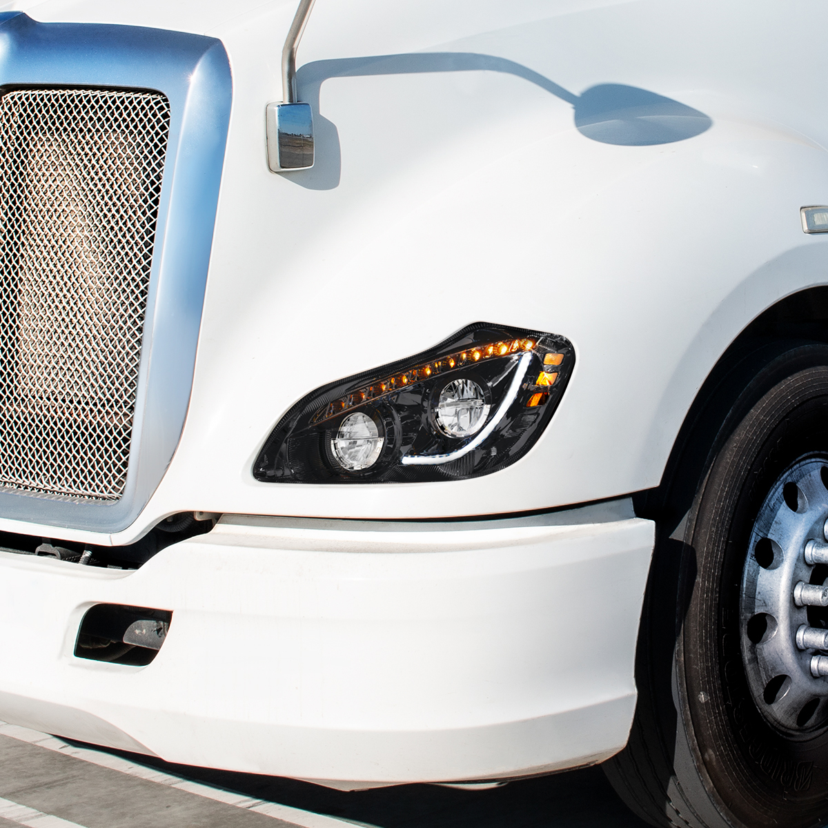 High Power 45 LED Blackout Headlight With Sequential Turn Signal For 2013-2021 Kenworth T680-Driver - Thumbnail 6