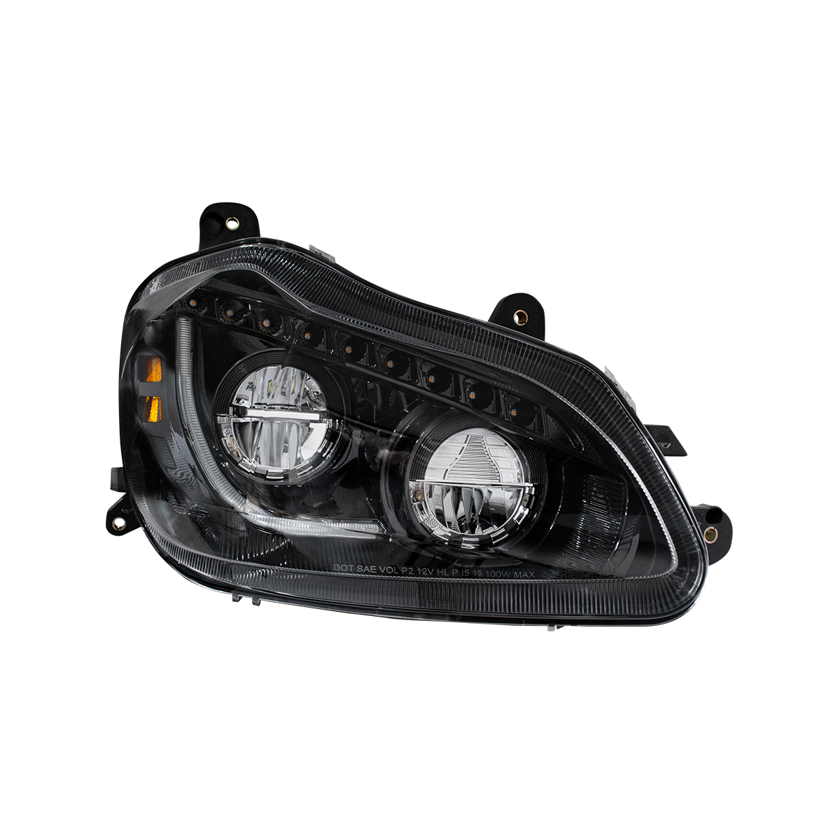 High Power 45 LED Blackout Headlight With Sequential Turn Signal For 2013-2021 Kenworth T680-Passenger - Thumbnail 4