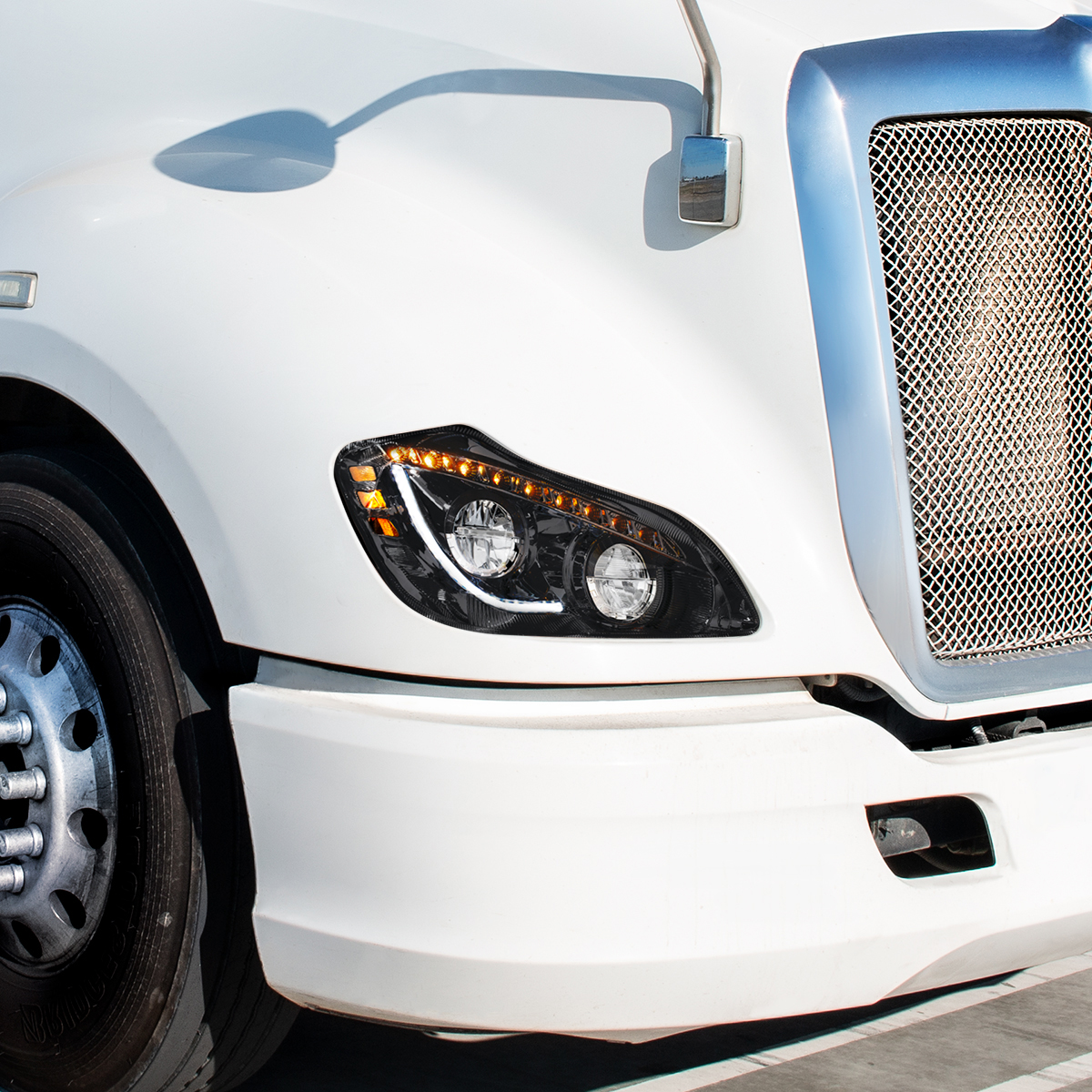 High Power 45 LED Blackout Headlight With Sequential Turn Signal For 2013-2021 Kenworth T680-Passenger - Thumbnail 6