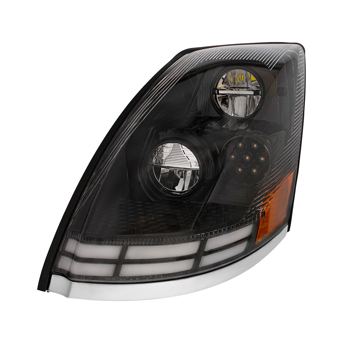 Black LED Headlight With Dual Color LED Light Bars For 2003-2017 Volvo VN/VNL - Driver - Thumbnail 2