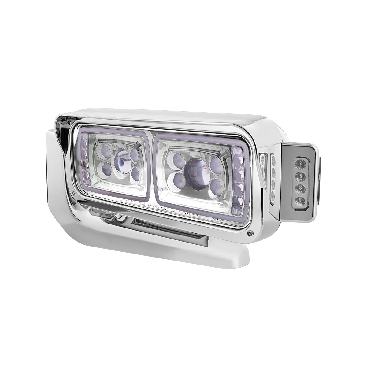 10 High Power LED "Chrome" Projection Headlight Assembly W/Mounting Arm & Turn Signal Side Pod - Driver Side - Thumbnail 4