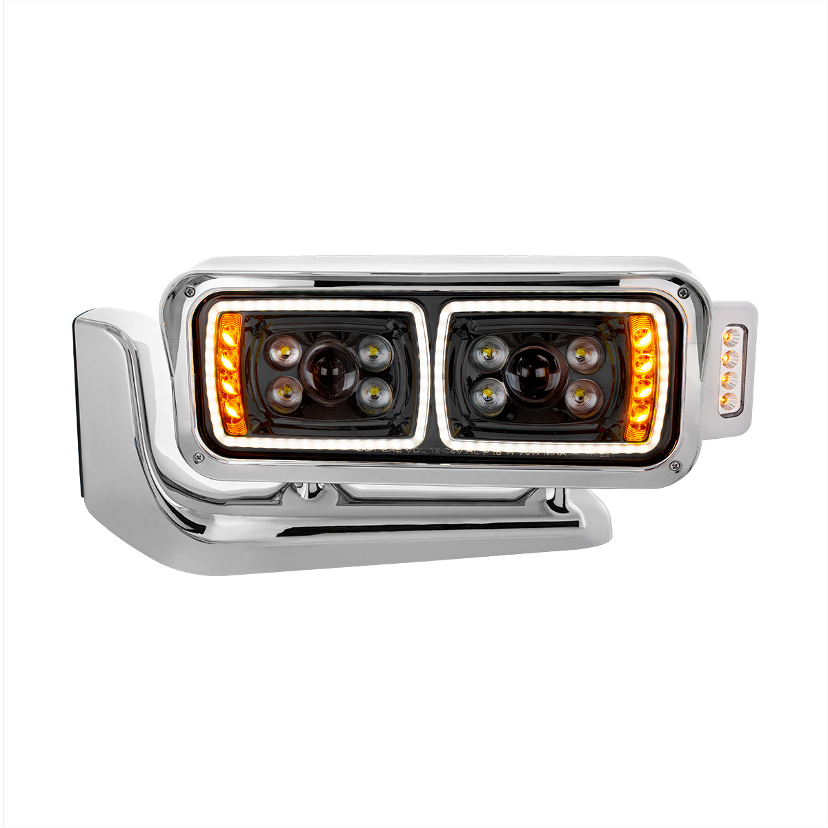 10 High Power LED "Blackout" Projection Headlight Assembly W/Mounting Arm & Turn Signal Side Pod - Driver Side - Thumbnail 15