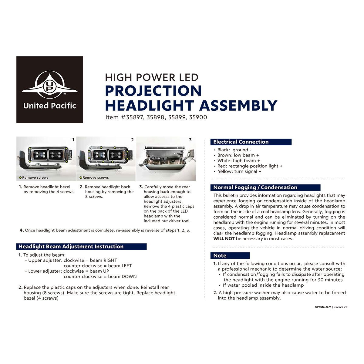 10 High Power LED "Blackout" Projection Headlight Assembly W/Mounting Arm & Turn Signal Side Pod - Passenger Side - Thumbnail 13