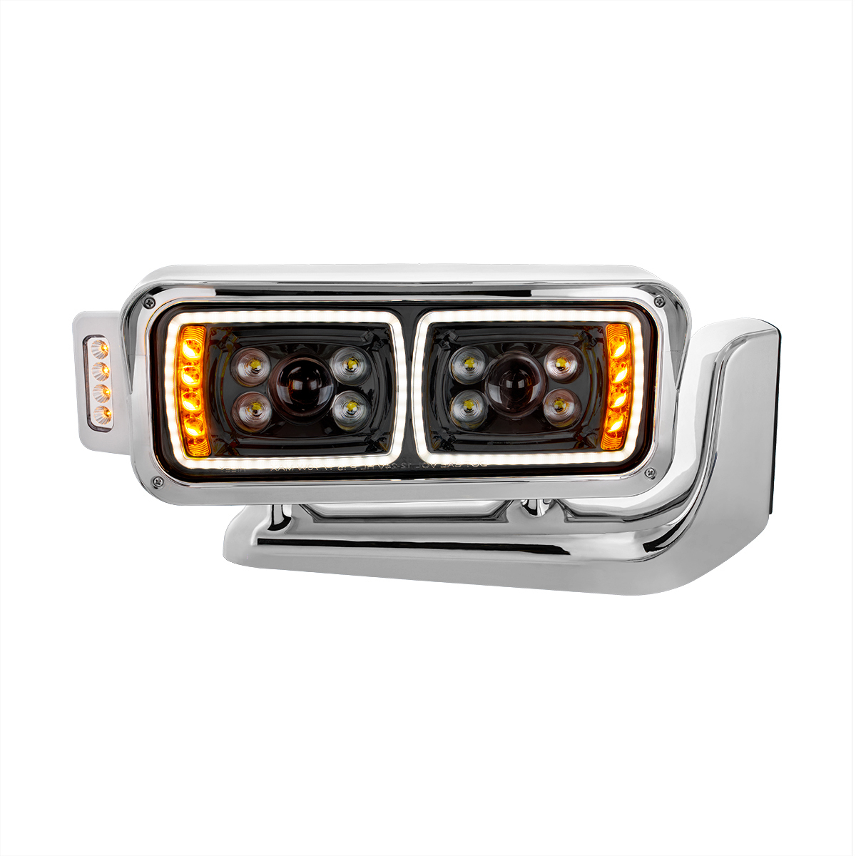 10 High Power LED "Blackout" Projection Headlight Assembly W/Mounting Arm & Turn Signal Side Pod - Passenger Side - Thumbnail 15
