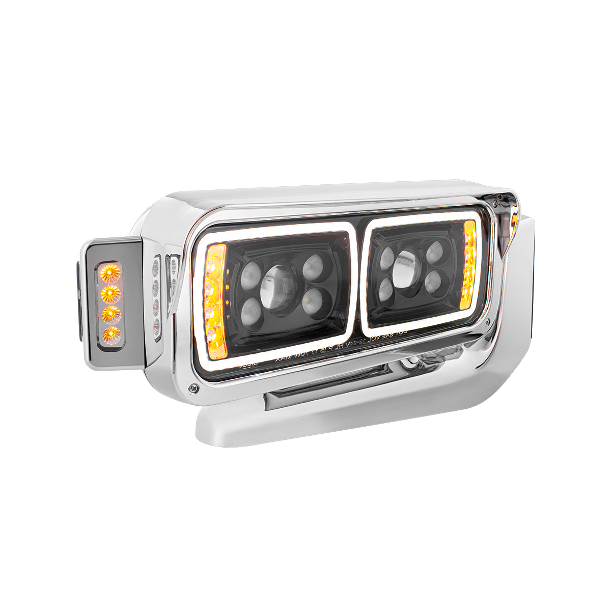 10 High Power LED "Blackout" Projection Headlight Assembly W/Mounting Arm & Turn Signal Side Pod - Passenger Side - Thumbnail 3