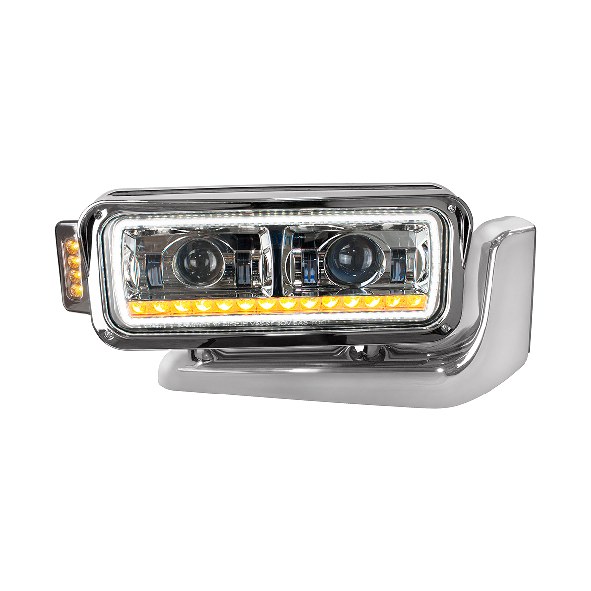 High Power LED Chrome Projection Headlight Assembly With Mounting Arm & Turn Signal - Passenger - Thumbnail 16