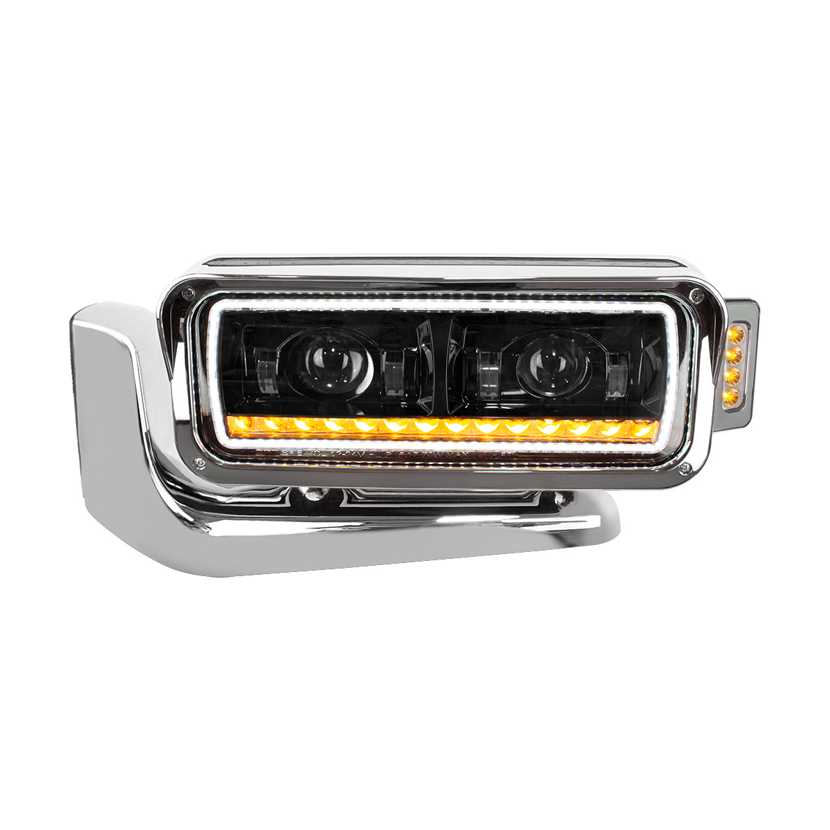 High Power LED Black Projection Headlight Assembly With Mounting Arm & Turn Signal - Driver - Thumbnail 16