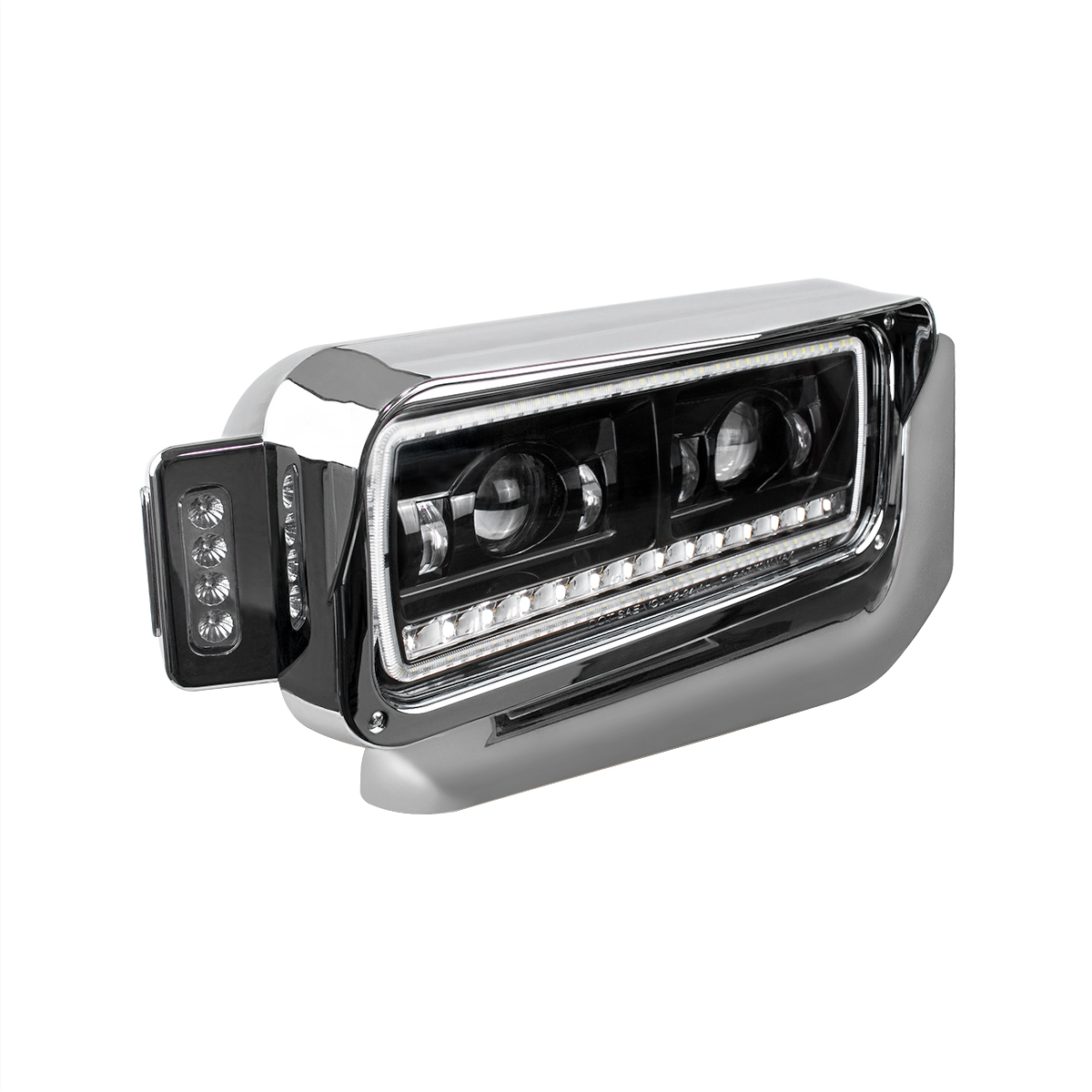 High Power LED Black Projection Headlight Assembly With Mounting Arm & Turn Signal - Passenger - Thumbnail 3