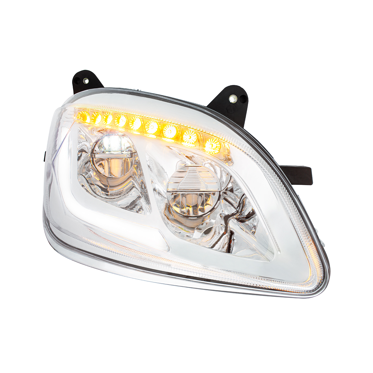 Chrome LED Headlight W/Sequential LED Turn Signal For Peterbilt 579 (2012-21) & 587 (2010-16) - Passenger - Thumbnail 3